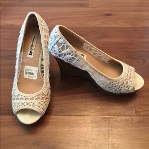 White lace wedges